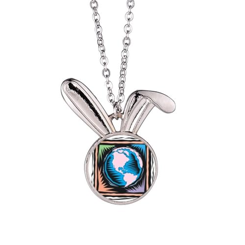 Collier lapin mexicain gravé en terre bleue mystérieuse, un bijou animal d'exception