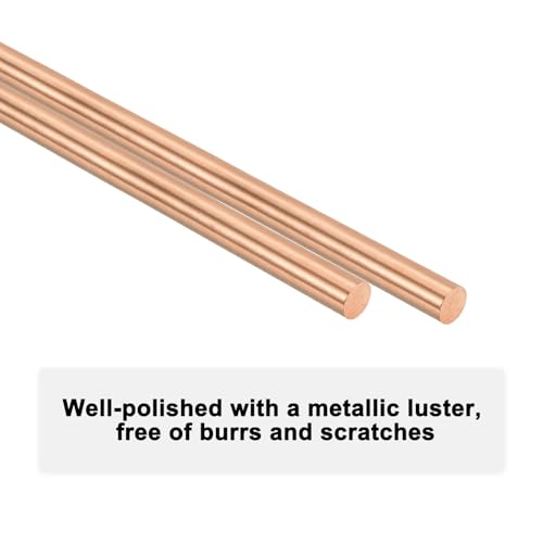 M METERXITY 2-Pack Kupfer Rundstab 3mm Durchmesser 9.84 Zoll Länge T2 Lager Massivstab Drehmaschine Stange Für Metallhandwerk DIY/Gartenbau/Industrie/Dekoration Reines Kupferrohr