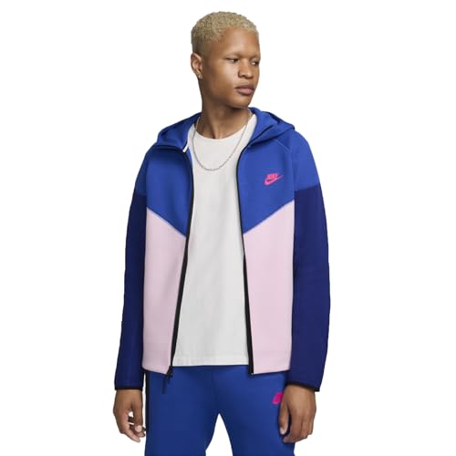 Nike Sportswear Tech Fleece Windrunner Men's Full-Zip Hoodie, Game Royal/Pink Foam/Deep Royal Blue/Hyper Pink, XL