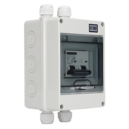Disjoncteur CC 80A 2P IP65 étanche 1000V sous coffret transparent pour installation solaire photovoltaïque