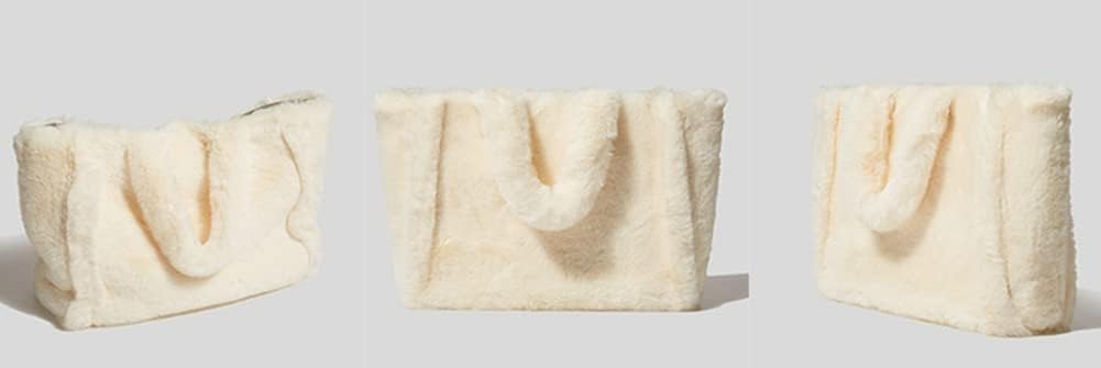Women Tote Bag Fluffy Faux Fur Handbags Large Capacity Shopping Shoulder Bag Furry Clutch Handbag - Image 3
