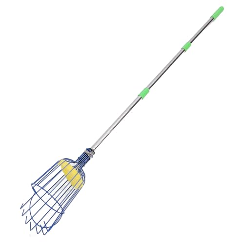 JAOCDOEN Stainless Steel Fruit Picker Tool with Basket Pole Easy to Assemble Fruits Catcher Tree Picker Length Adjustable