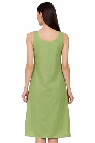 Image of Cotton inner slip camesoli for women, full length inner for chikankari kurti, women indoor dress cotton sleeveless camesole (color- Green)
