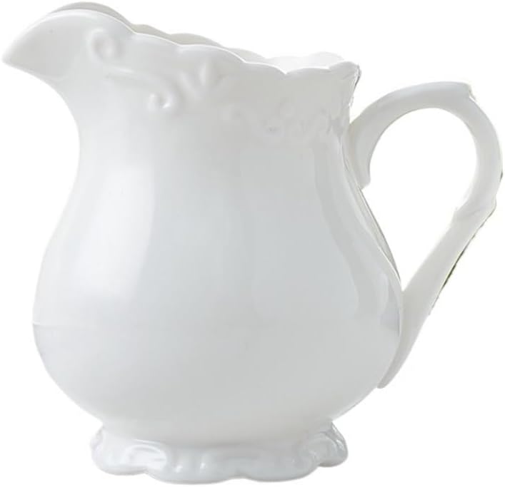 gravy saucer White Embossed Milk Pitcher 1000ml Ceramic Sauce Pot Gravy Boat For Kitchen, Restaurant, Hotel Gravy Boats