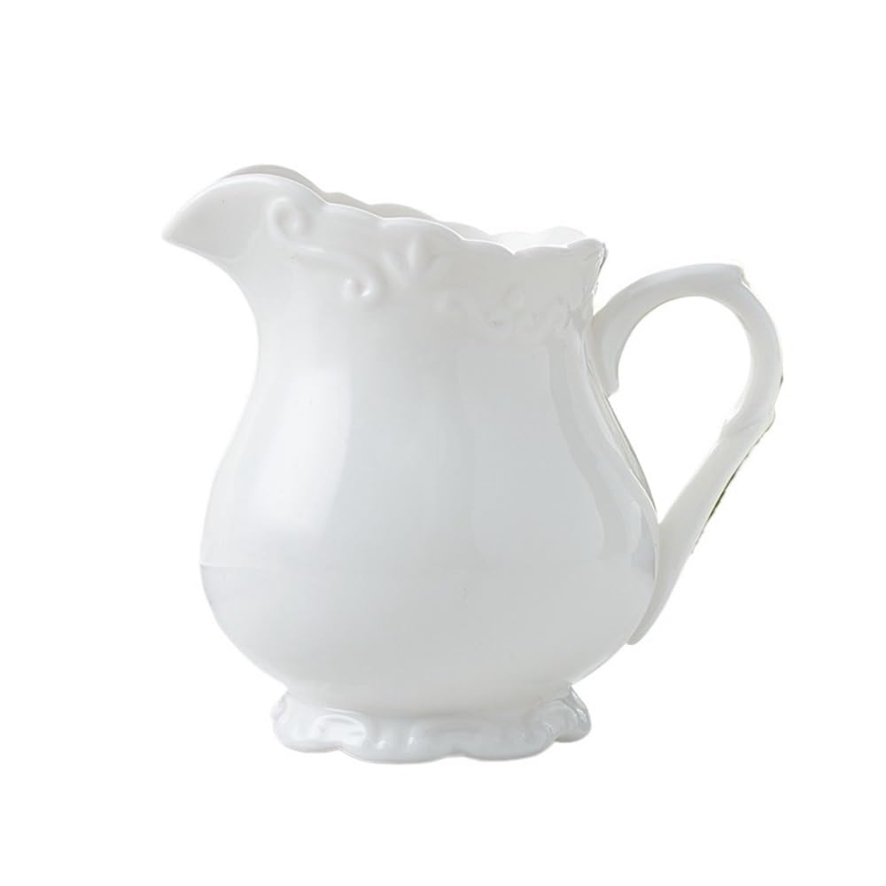 Sauciere Weiß geprägter Milchkrug 1000ml Keramik Saucentopf Sauciere for Küche, Restaurant, Hotel Soßenkanne