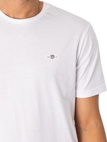 GANT REG SS Shirt À Manches Courtes Shield Regular, White, L Homme