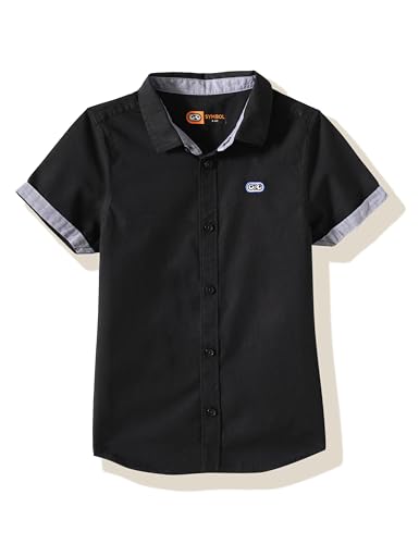 Image of Amazon Brand - Symbol Boys 100% Cotton Solid Casual Shirt | Half Sleeves | Regular Fit | Age 2-14 Years