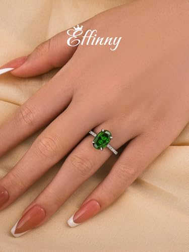 3.5ct Green Oval Cut Engagement Ring for Women,925 Sterling Silver Simulated Diamond Promise Ring4