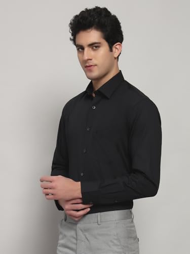 Image of Cantabil Formal Shirt for Men | Breathable & Soft with Color Fastness Regular Fit Cotton Fabric Solid Pattern (P MSHF00364F)