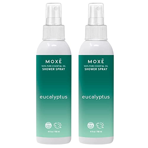 Moxe Eucalyptus Oil Shower Mist, Spa Steam Spray, Certified Natural 100% Essential Oils, Made In Usa, Aromatherapy, Sinus Congestion Relief, Tension Relief, 4 Ounces (2 Pack) #TOP7