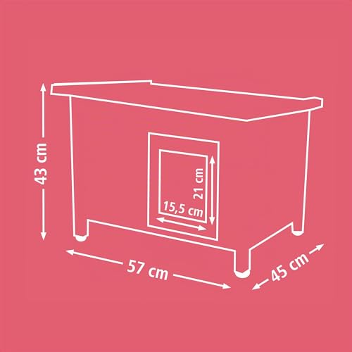 Kerbl Pet Katzenhaus Rustica, Braun/Grün, 57x45x43 cm, Holz, mit Schwingtüre, Plexiglasfenster, höhenverstellbare Kunststofffüße