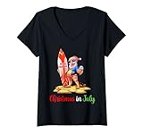 Photo Gallery donna santa surfer natale a luglio hawaiian xmas beach lover maglietta con collo a v Photo Gallery donna santa surfer natale a luglio hawaiian xmas beach lover maglietta con collo a v