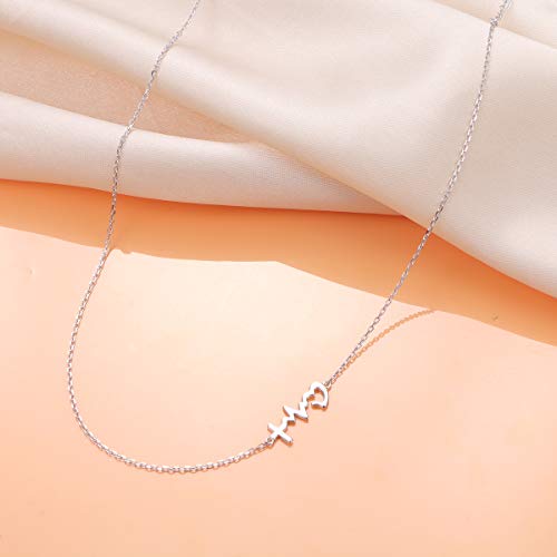 Daochong S925 Sterling Silver Jewelry Faith Hope Love Sideways Choker Necklace 14 Inches To 18 Inches (Faith Hope Love) #TOP3