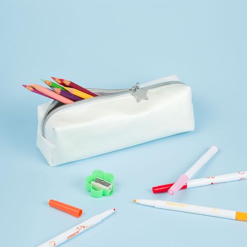 Plastcover - Estojo Moonlight Stars – Estojo Branco em PU com Brilho e Estampa Estelar- Referência ES025