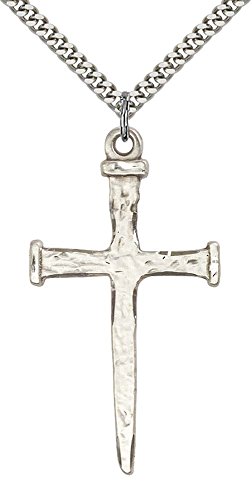 F A Dumont Sterling Silver Nail Cross Pendant with 24