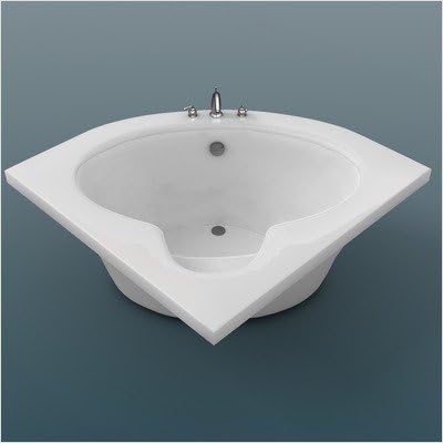 6060A Trinidad 60 x 60 x 23" Corner Soaking Bathtub Color: White, Tile Flange: Yes