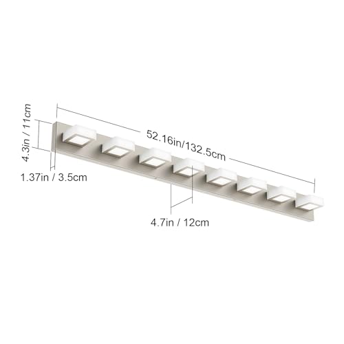Image of Ralbay 8-Light Brushed Nickel Bathroom Vanity Lights Metal Acrylic LED Modern Bathroom Wall Lighting Fixtures Over Mirror