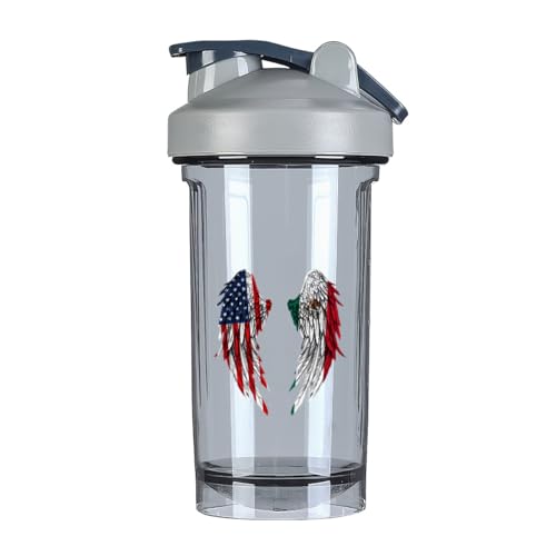 Wings America and Mexico Flag 18 Ounce Shaker Cup,Fashion Theme Pattern Shaker Bottle Leak-proof Workout Shake Bottles 500ML/18 oz Perfect for Pre Workout