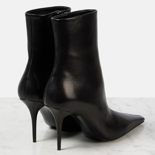 Women's High Heel Ankle Boots Sexy Pointed Toe Side Zipper Dressy Stiletto Heel Booties Fall Winter Work Wedding Heeled Booties for Women Black Size 72