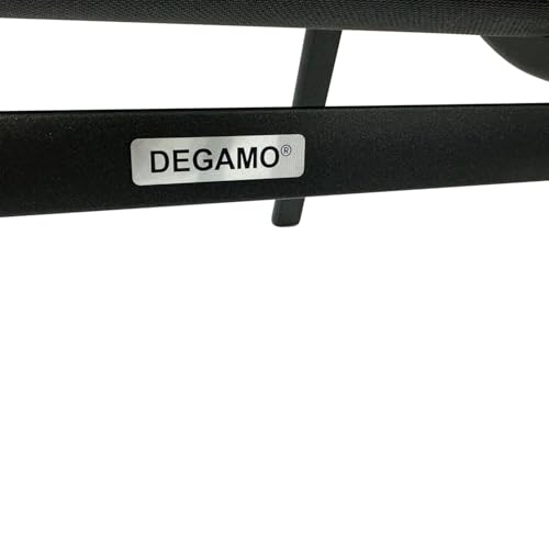 DEGAMO Gartenstuhl Stapelsessel Lagos Hochlehner, Aluminium anthrazit + Kunstgewebe gepolstert schwarz, wetterfest, Outdoor, 4 STÜCK