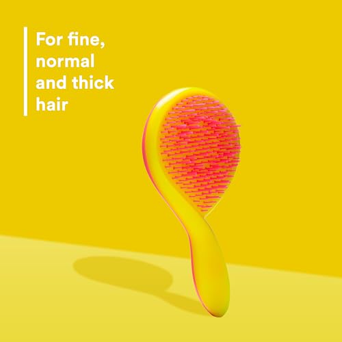 Michel Mercier The Girlie Detangle Brush - Painless Detangling Brush - Easy Grip Hair Brush Design - Thick and Curly Hair - Pink-Yellow - 1 pc