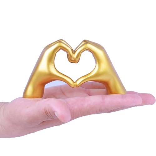 Escultura de Manos en Corazón Oro para Decoración miniatura 4