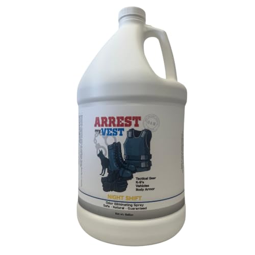 Arrest My Vest Military Grade Odor Eliminating Spray for Body Armor, Tactical Gear, and K9 Equipment. Safe on All Ballistic Vests, Fabrics, & Police Gear - Night Shift Fragrance - 1 Gallon Bottle