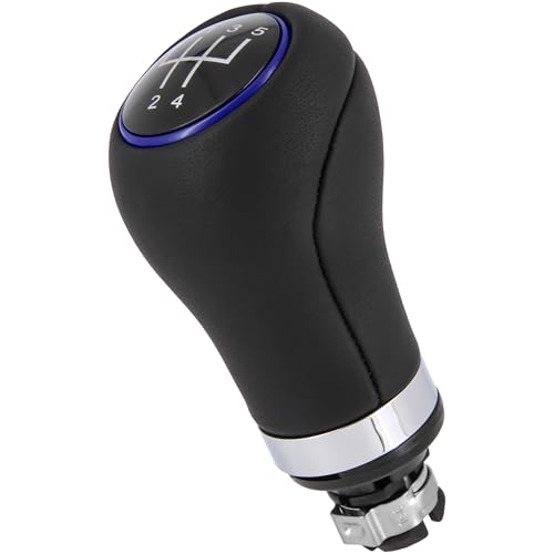 Recambo Schaltknauf 5 Gang passend für VW Fox 2005-2011, Lupo 1998-2005, Plug & Play, Auto Schalthebel, schwarz - blau