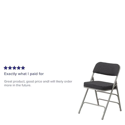 Flash Furniture (Pack of 4) HERCULES Series Premium Curved Triple Braced & Double Hinged Black Pin-Dot Fabric Metal Folding Chair by Flash Furniture - Image 5