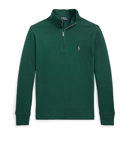 Ralph Lauren Polo Boys' Cotton Quarter-Zip Pullover, Green, Size 7, 6-7 Years