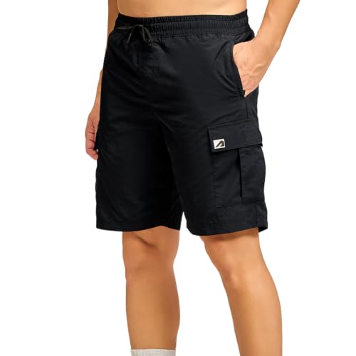 Image of Boldfit Cargo Shorts for Men with Elastic Drawstring Waist, Multi Utility Pocket Short Pant for Men Zipper Design Summer Half Pant for Man Trekking, Hiking & Street Style