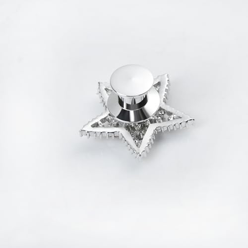 Image of Shining Cubic Zircon Star Brooch Pins Elegant Clear Crystal Flower Lapel Pin Breastpin Badges for Women Men