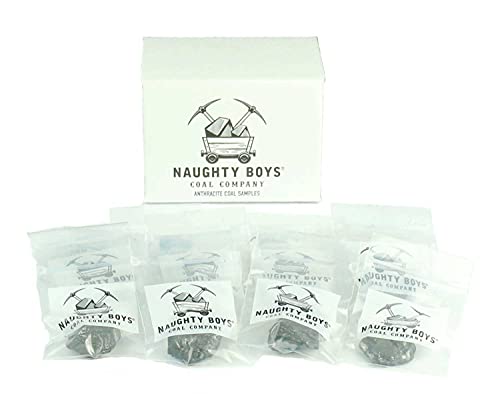Naughty Boys Coal Company, 12 Nut Coal Bag Samples, Coal for Christmas Stockings, Geological Samples