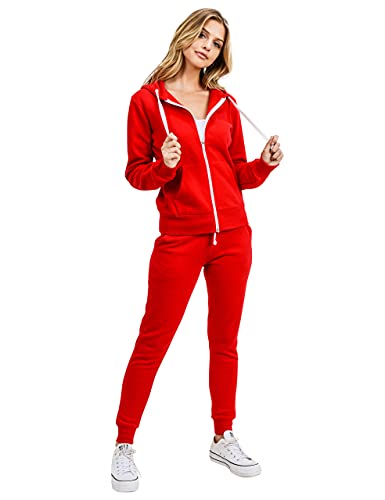 Esstive Women's Ultra Soft Fleece Active Lightweight Casual Basic Jogger Sweatpants, Red, Small #TOP4