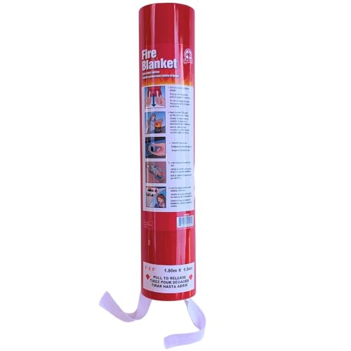 ToughWorkz 6 x 5-ft Emergency Fire Blanket for Fire Suppression. Attractive Wall Mount. Quick Release. Place in Kitchens, Office, Marine, Garage, Fireplace, BBQ.
