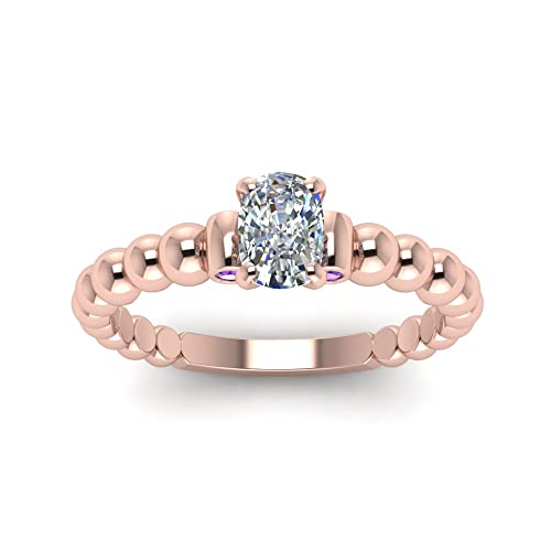 Image of 55Carat Choose Your Gemstone Bead Diamond CZ Engagement Ring Rose Gold Plated Cushion Shape Side Stone Engagement Rings Everyday Jewelry Wedding Jewelry Handmade Gifts for Wife US Size 4 to 12