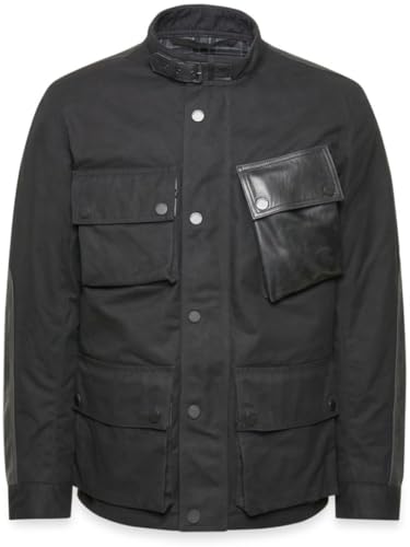 Belstaff Trackmaster wasserdichte Motorrad Wachsjacke, schwarz, M
