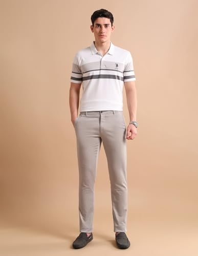 Image of U.S. Polo Assn. Men's Casual Trousers | Pique Knit - Regular Fit Chino Pants, Full Length, Stylish Men Trousers for Office & Regular Wear