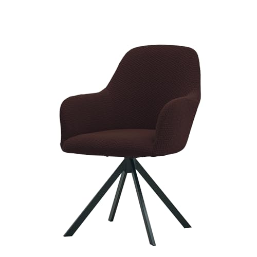 Image of HOKIPO Premium Jacquard Stretchable Swivel Chair Cover High Armrest Slipcover, Chocolate Brown (AR-5356-BR)