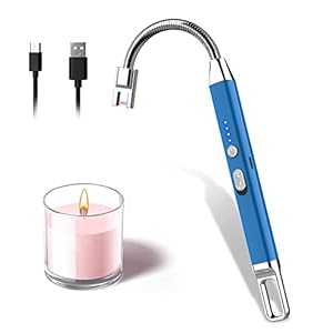 Rouclo Lichtboog-aansteker, USB-oplaadbaar, elektrische aansteker, staafaansteker, winddicht, vlamloze kaarsenaansteker, elektronische aansteker voor het aansteken van kaarsen, gasfornuis (blauw)