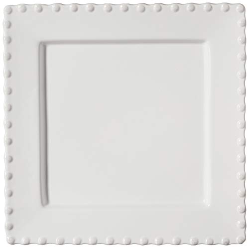 American Atelier Bianca Bead 16-Piece Ceramic Square Dinnerware Set -4 Dinner & 4 Salad Plates, 4 Bowls, 4 Mugs – Gift For Special Occasion, Party, Or Birthday, White #TOP2