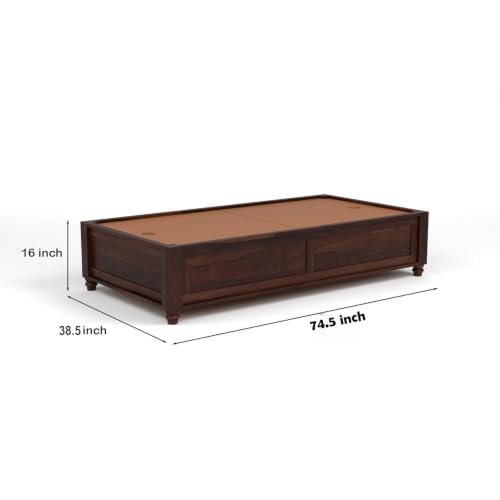 Image of PS DECOR Solid Wood Divana Cot for Home Hall || Diwan Cum Bed with Storage || 3 Seater Sofa Cum Couch || Divan Bed for Living Room || Without Pillow&Mattress (Walnut Finish)