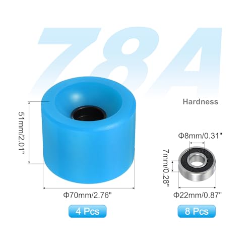 PATIKIL Rodas de skate de 70 mm, 1 conjunto de rodas de rua de dureza 78A PU Cruiser com rolamentos