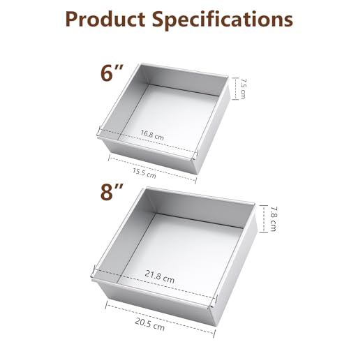 Plat à gâteau argenté en aluminium anodisé rigide de forme carrée - 8