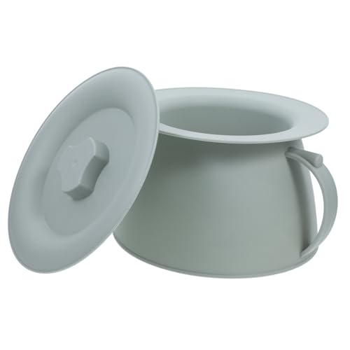 FRCOLOR 取っ手付き防臭蓋付プラスチック製チャンバーポット 老人 患者向け安定設計 衛生的で清掃簡単な非滑り底付き室内用便器