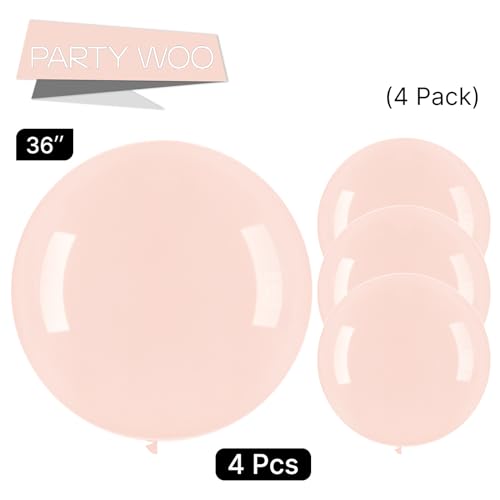 Image of PartyWoo Pale Pink Balloons 4pcs 36 Inch Light Pastel Baby Pink Latex Helium Balloons for Birthday Engagement Bachelorette Baby Shower Easter Princess Butterfly Theme Party Decorations Pink-Q01