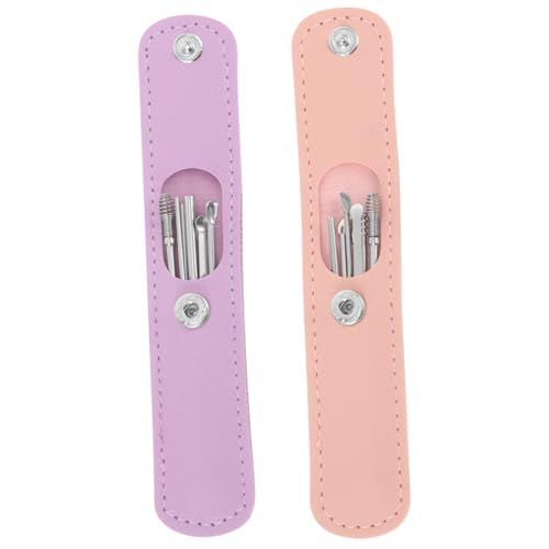 NOLITOY 2セット携帯用ステンレス製耳かき 耐錆性素材 小型耳掃除器 家用耳垢除去キット 可愛い収納袋付き 子供も使える な耳ケア用品