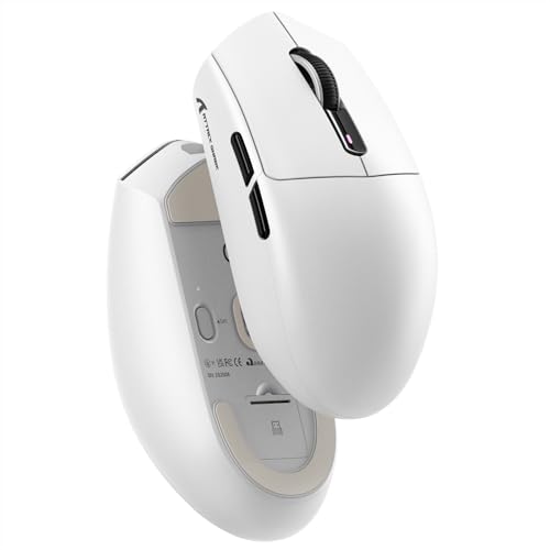 MAMBASNAKE x ATTACK SHARK G3 Mouse da Gioco Wireless, Leggero 59g, Sensore Ottico PAW3311, 25 000 DPI, Bluetooth/2.4G/USB-C, 5 Pulsanti Programmabili, Batteria da 500mAh per PC/Mac – Bianco