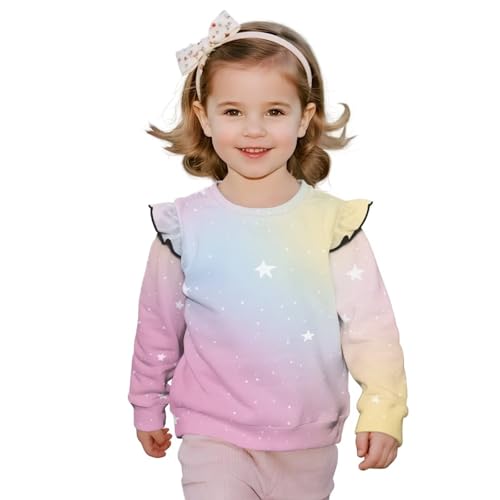 ZFRXIGN Graphic Crewneck Sweatshirt Size 1-8 Years Ruffle Shirt Cute Long Sleeve Tops for Birth Party Bounce Shirts