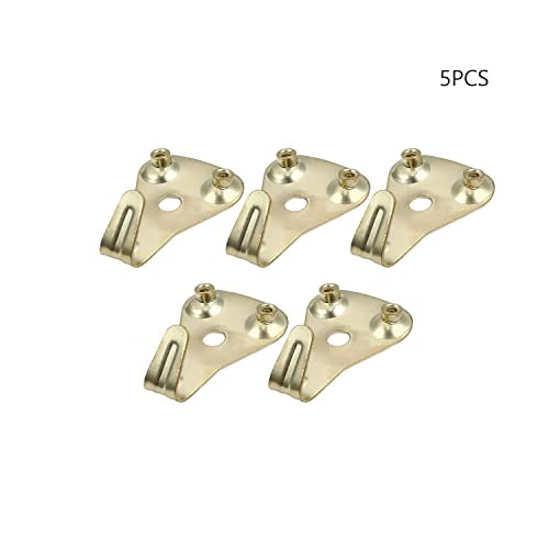 Image of Picture Hangers 0.9mm Thick Picture Hooks with Nails Professional Picture Hanging Kit, for Office Pictures House Decoration Clock Wall Mounting Brass Tone 5pcs